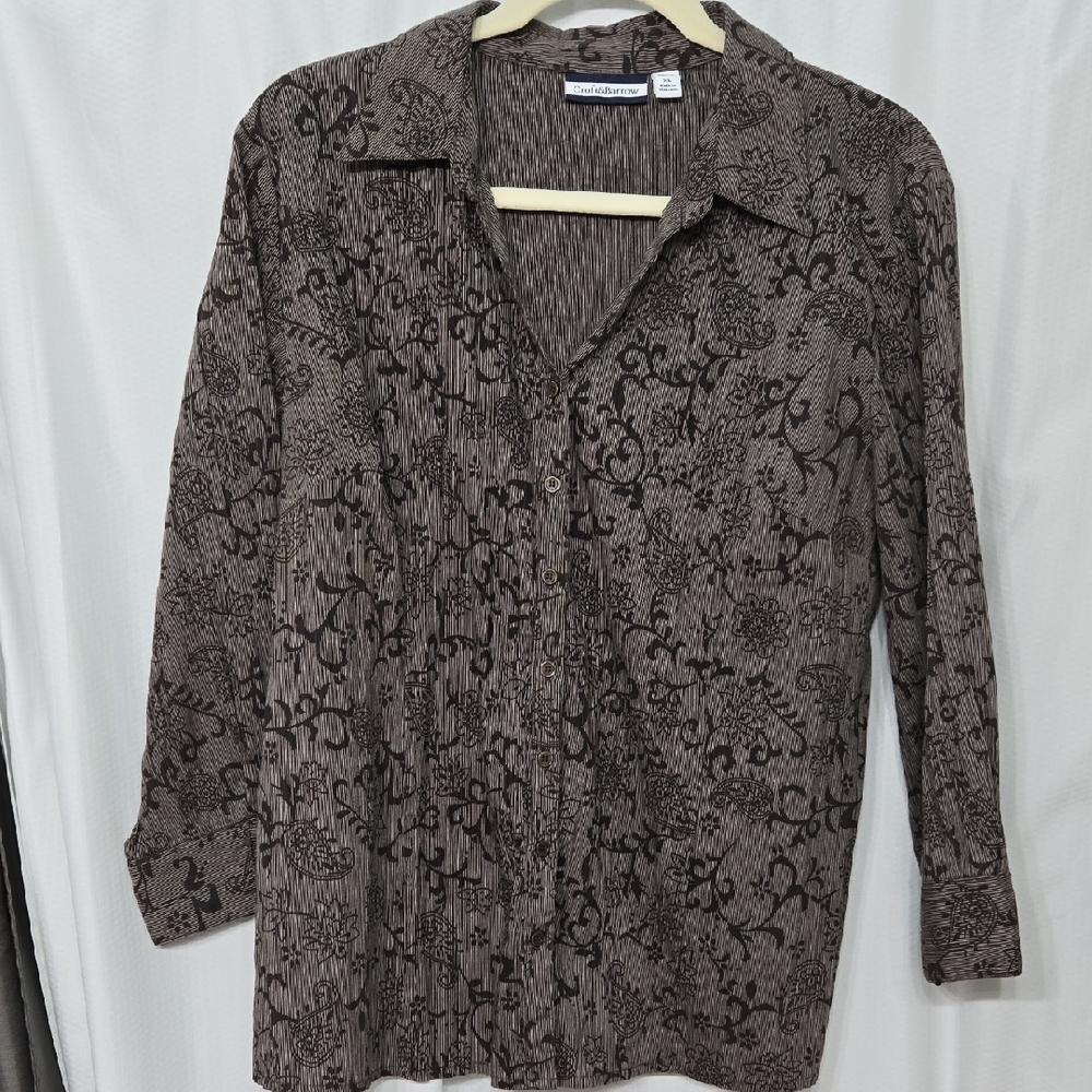 Croft & Barrow Brown Patterned Shirt